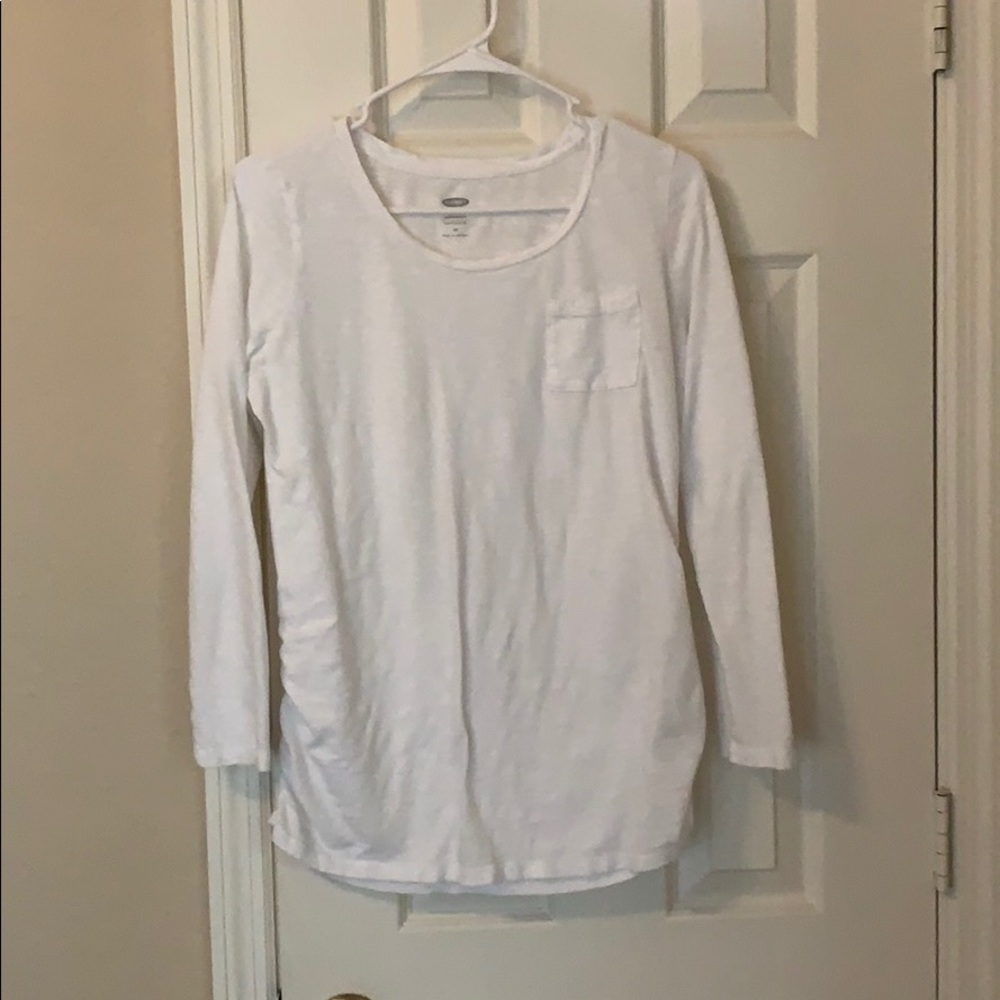 Long Sleeve Basic White Maternity